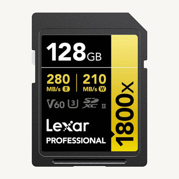 Lexar 128GB Professional U3 V60 UHS-II SDXC Memory Card / Gold