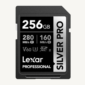 Lexar 256GB Professional U3 V60 UHS-II SDXC Memory Card / Silver