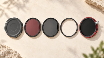 Separated Haida X-in-1 filter components arranged on a tabletop; generated illustration